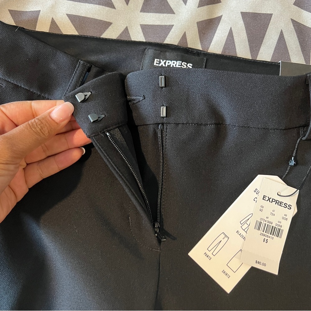 Express Supersoft Twill Stretch Black Low Rise Bootcut Pants NWT Size 6 Short - Picture 7 of 15